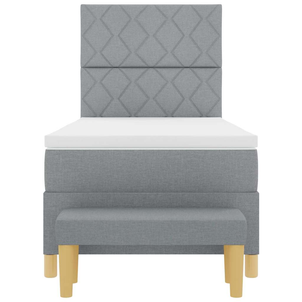 Lit à ressorts avec matelas Gris clair 100 x 200 cm tissu - XIOS