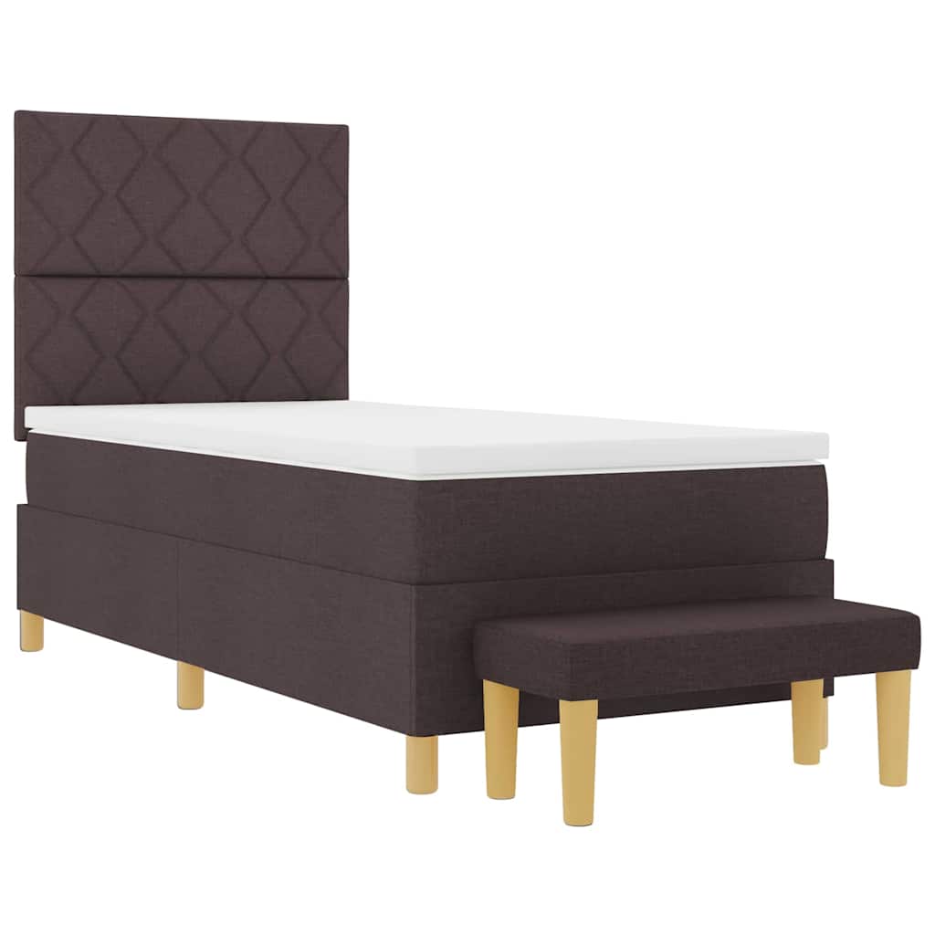 Lit à ressorts avec coussin Marron foncé 200 x 100 cm tissu - XIOS
