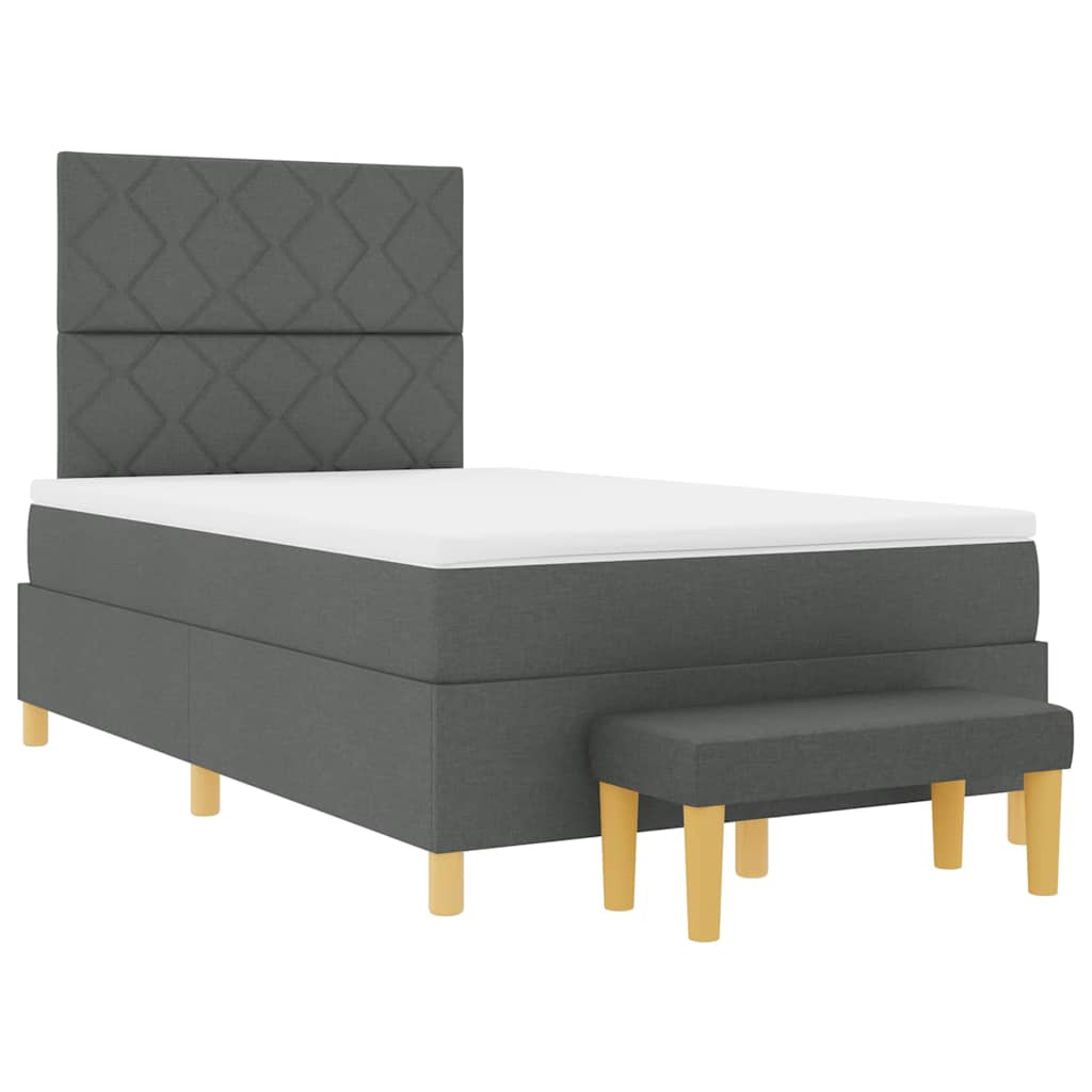 Lit à ressorts avec tête de lit Gris foncé 190 x 120 cm tissu