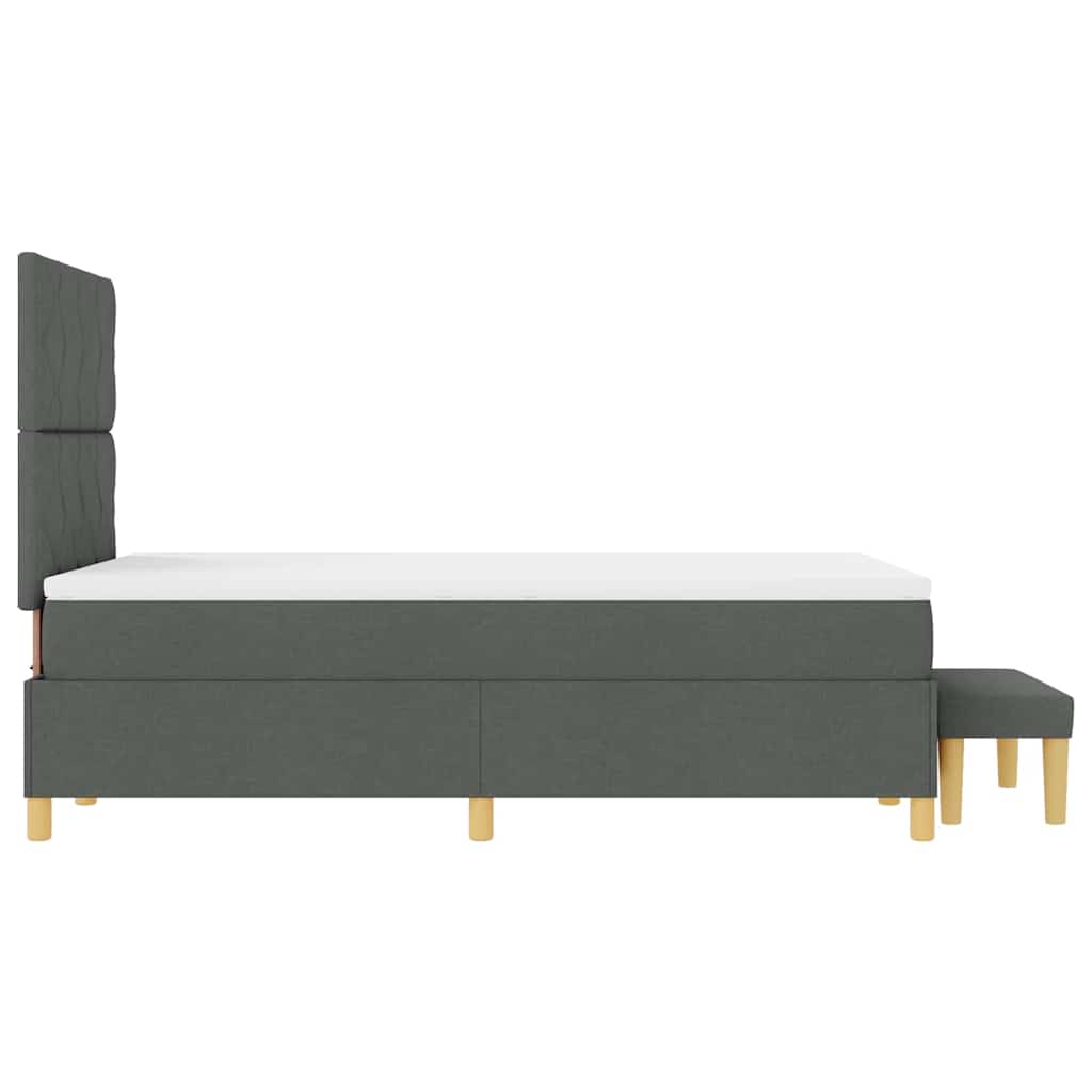 Lit à ressorts avec tête de lit Gris foncé 190 x 120 cm tissu