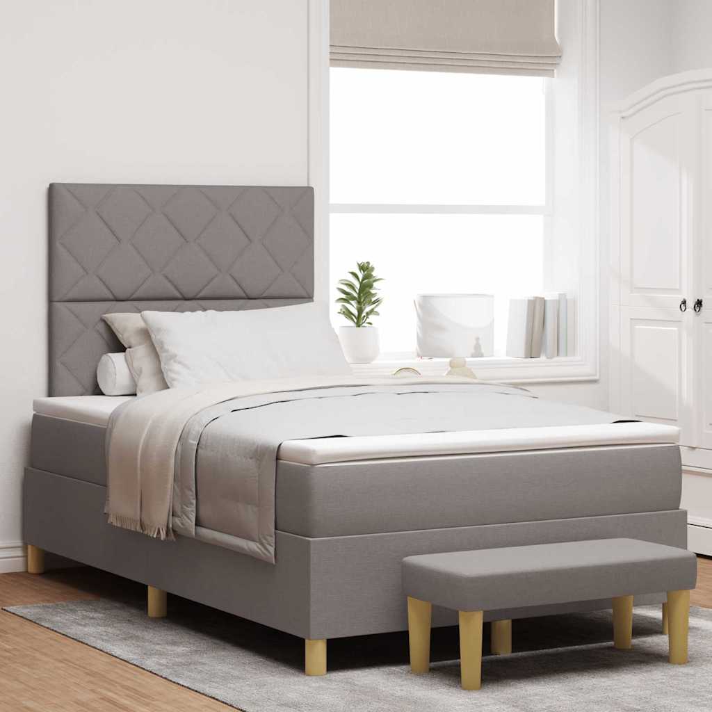 Lit à ressorts avec tête de lit Taupe 190 x 120 cm tissu