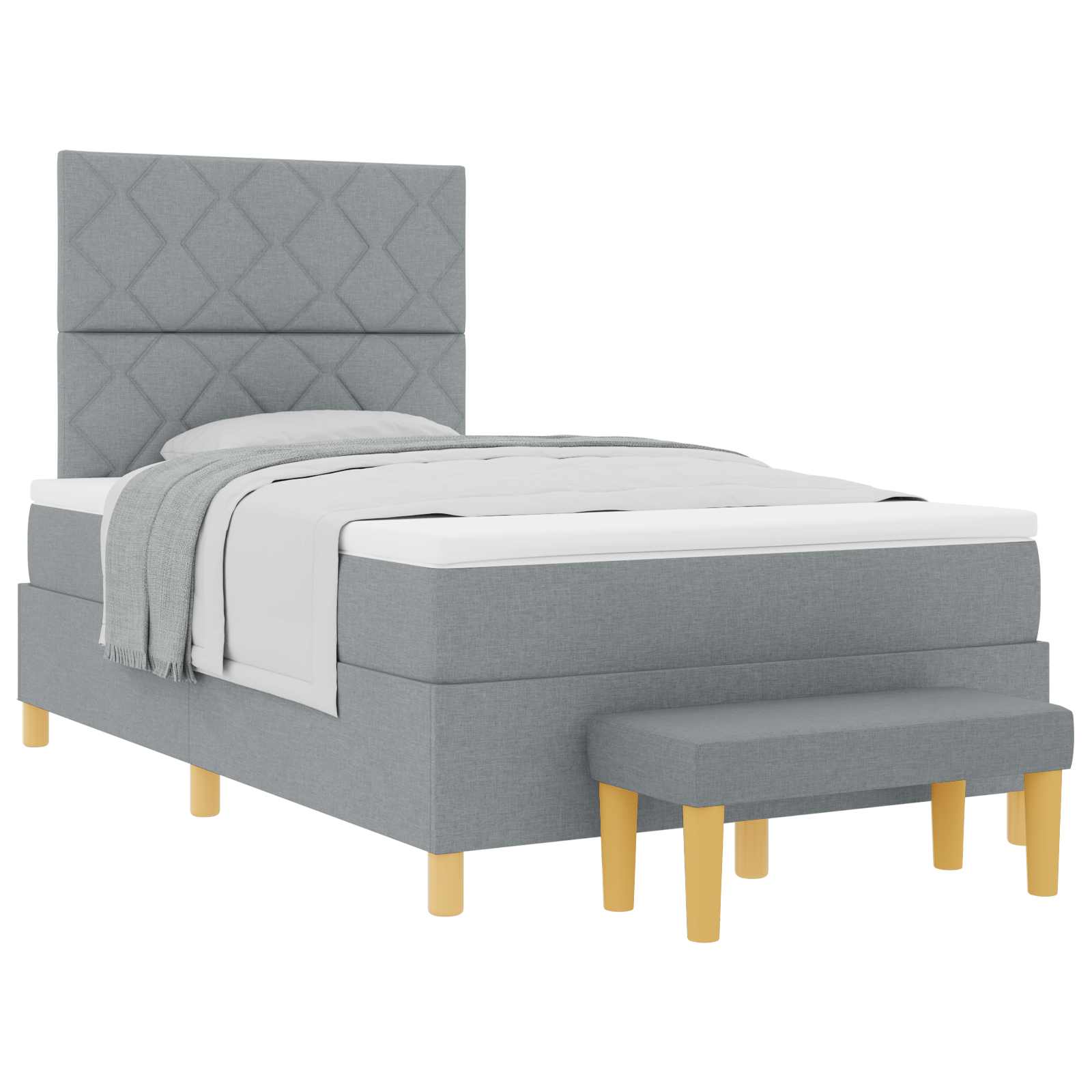 Lit à ressorts avec coussin Gris clair 200 x 120 cm tissu - XIOS