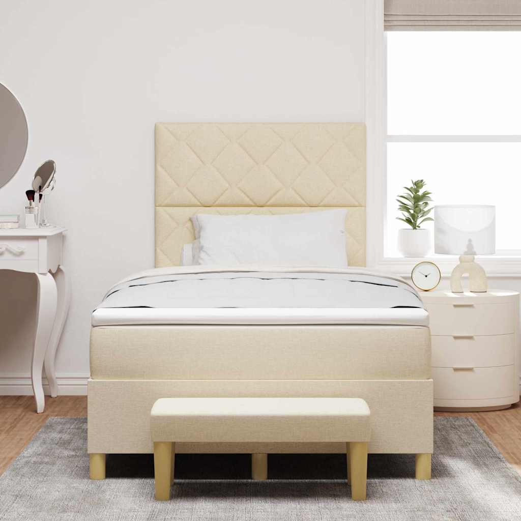 Lit à ressorts avec tête de lit Crème 200 x 120 cm tissu - XIOS