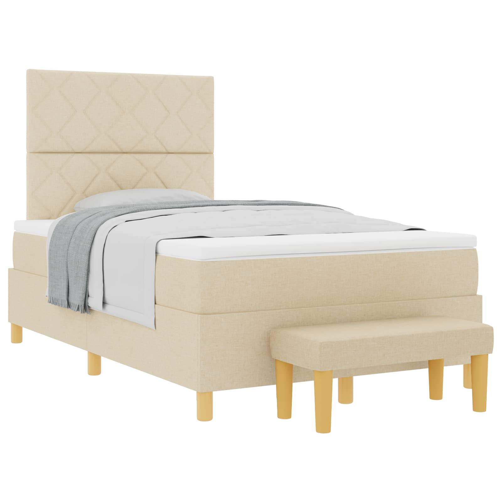 Lit à ressorts avec tête de lit Crème 200 x 120 cm tissu - XIOS