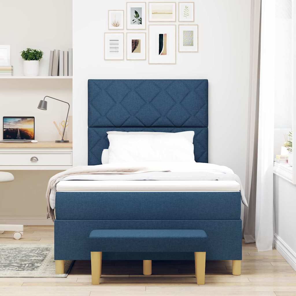 Lit à ressorts avec matelas Bleu 120 x 200 cm tissu - XIOS