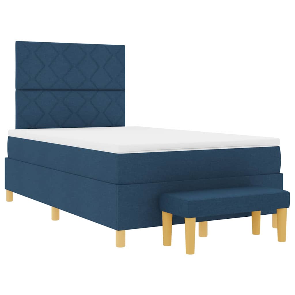 Lit à ressorts avec matelas Bleu 120 x 200 cm tissu - XIOS