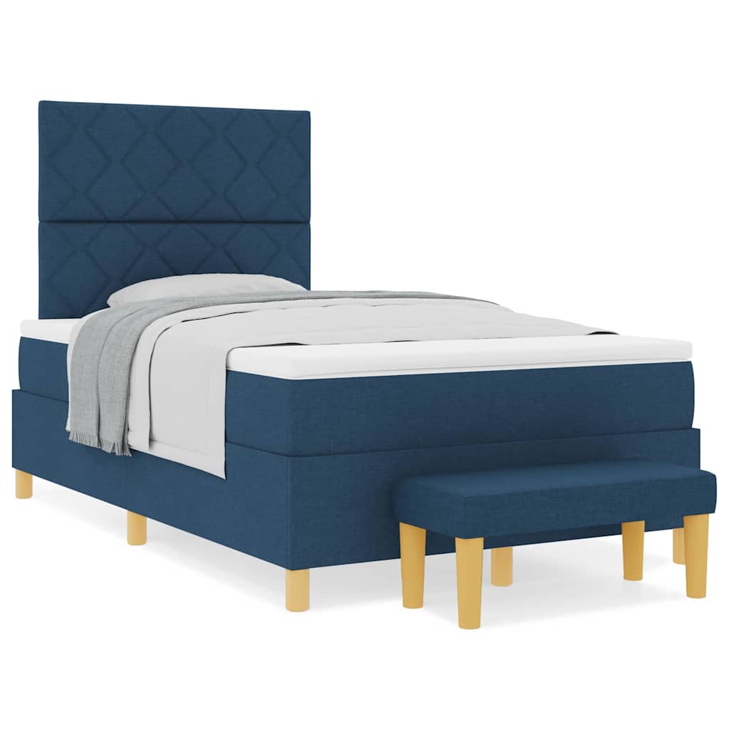 Lit à ressorts avec matelas Bleu 120 x 200 cm tissu - XIOS
