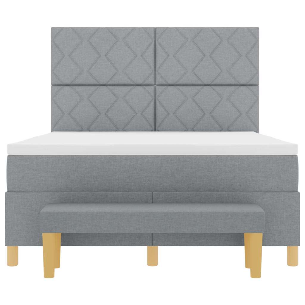 Lit à ressorts avec matelas Gris clair 140 x 190 cm tissu - XIOS
