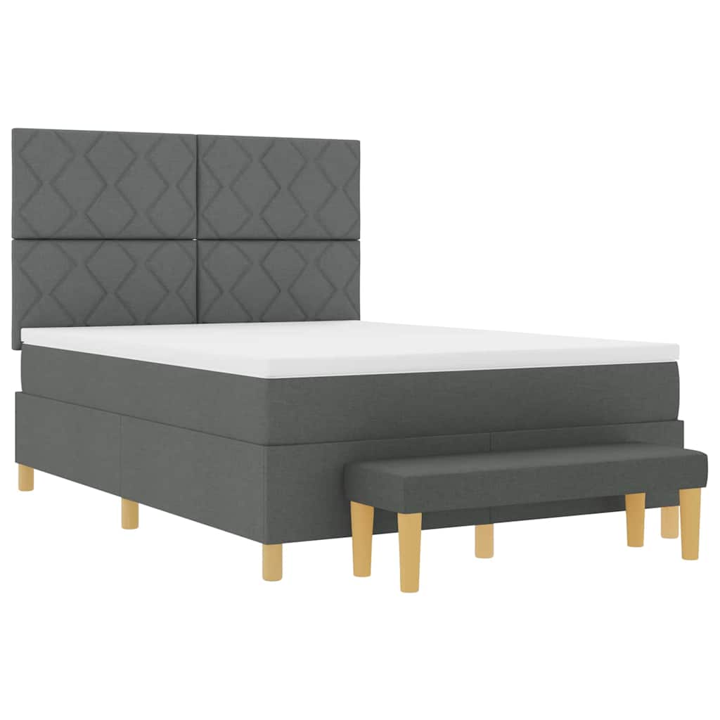 Lit à ressorts avec matelas Gris foncé 140 x 190 cm tissu - XIOS
