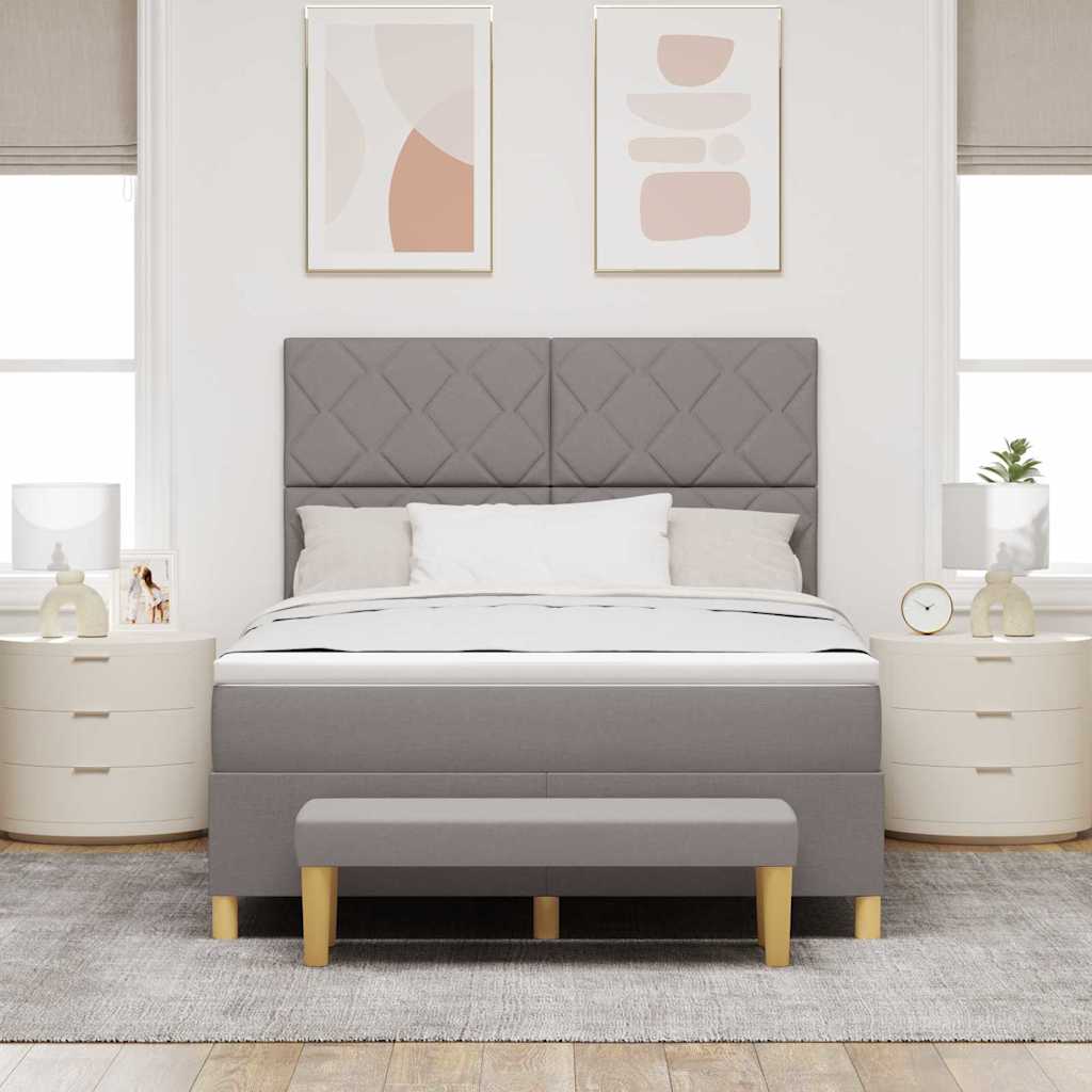 Lit à ressorts avec matelas Taupe 140 x 190 cm tissu - XIOS