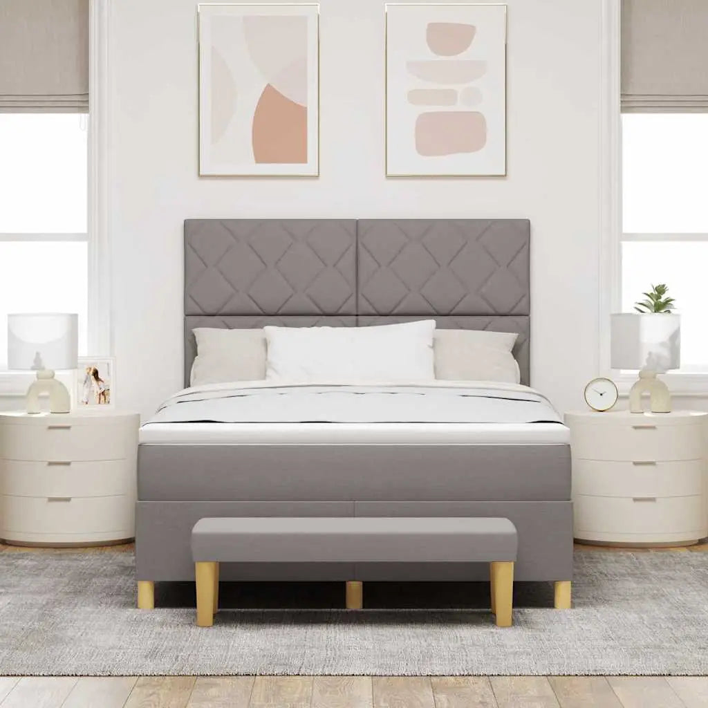 Lit à ressorts avec coussin Taupe 140 x 190 cm tissu - XIOS