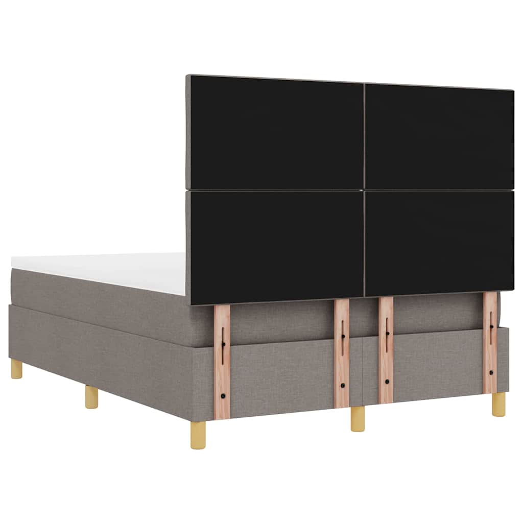 Lit à ressorts avec matelas Taupe 140 x 190 cm tissu - XIOS