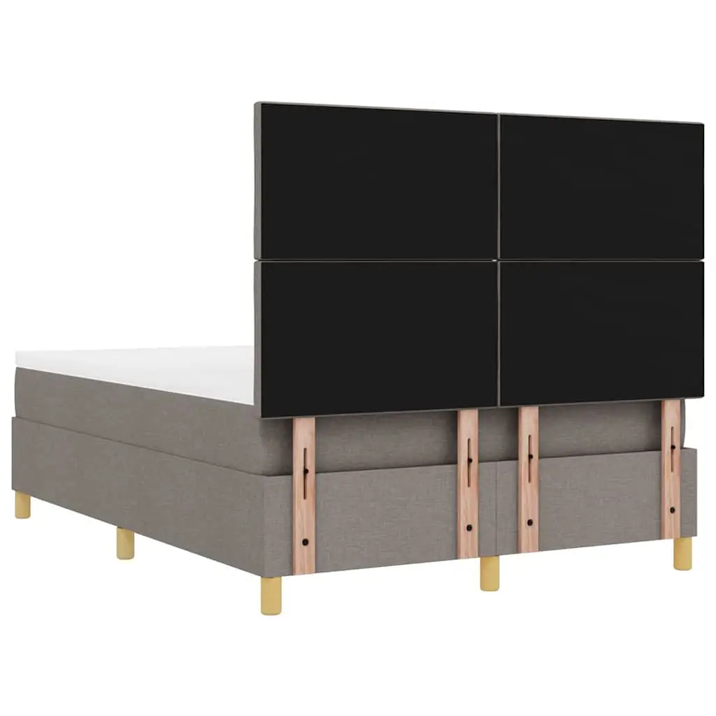 Lit à ressorts avec coussin Taupe 140 x 190 cm tissu - XIOS