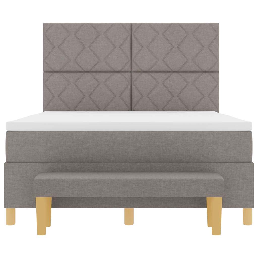 Lit à ressorts avec matelas Taupe 140 x 190 cm tissu - XIOS