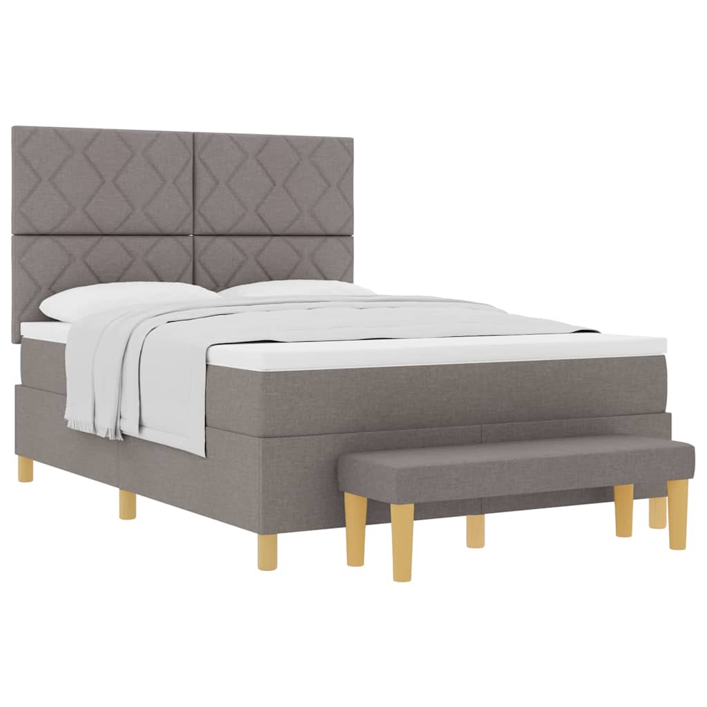 Lit à ressorts avec matelas Taupe 140 x 190 cm tissu - XIOS