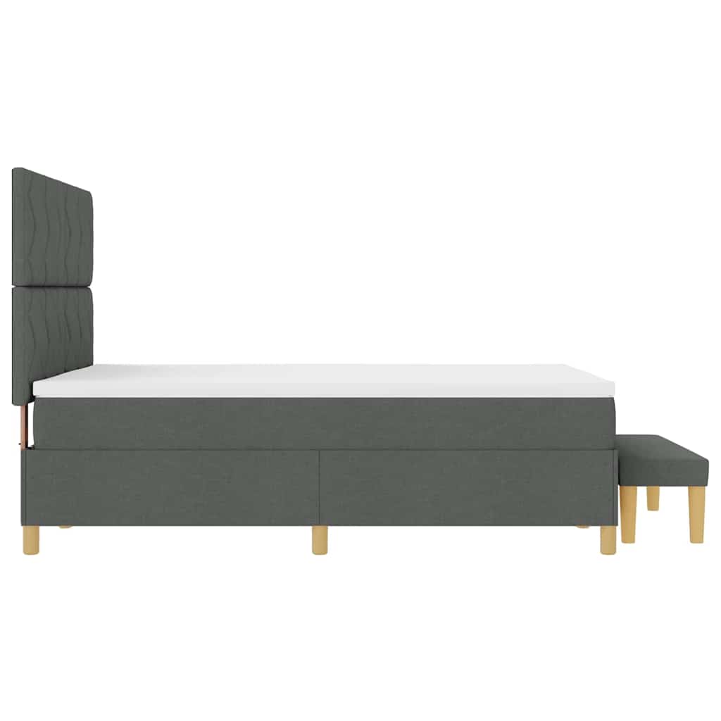 Lit à ressorts avec tête de lit Gris foncé 200 x 140 cm tissu