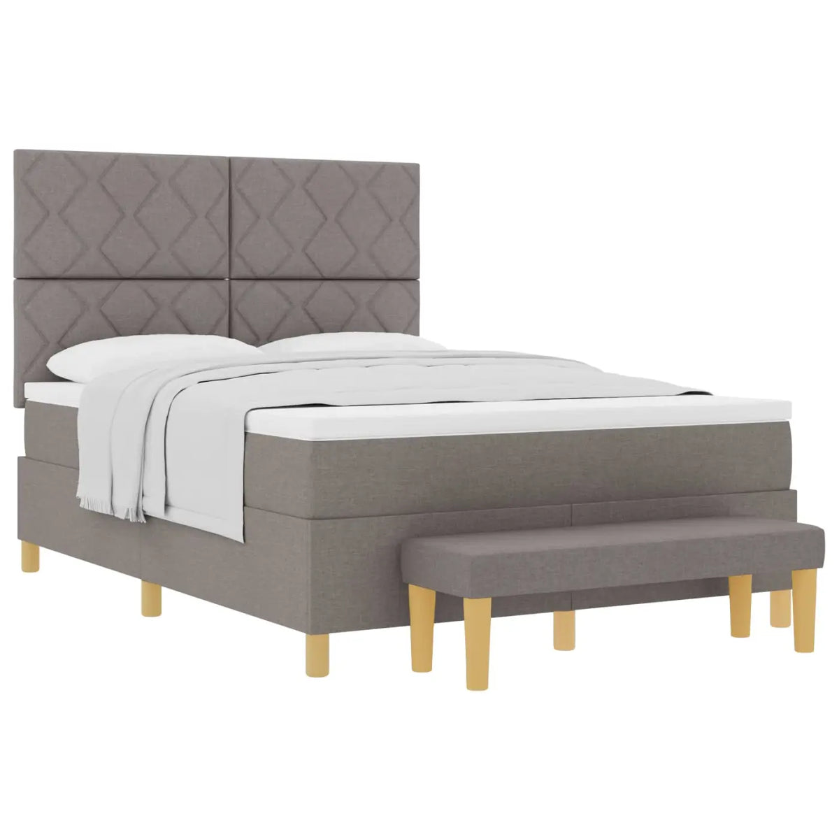 Lit à ressorts avec coussin Taupe 200 x 140 cm tissu - XIOS