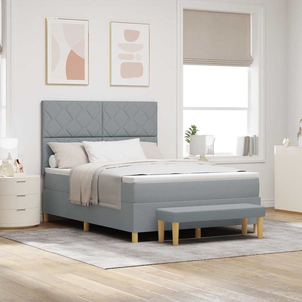 Lit à ressorts avec matelas Gris clair 160 x 200 cm tissu - XIOS