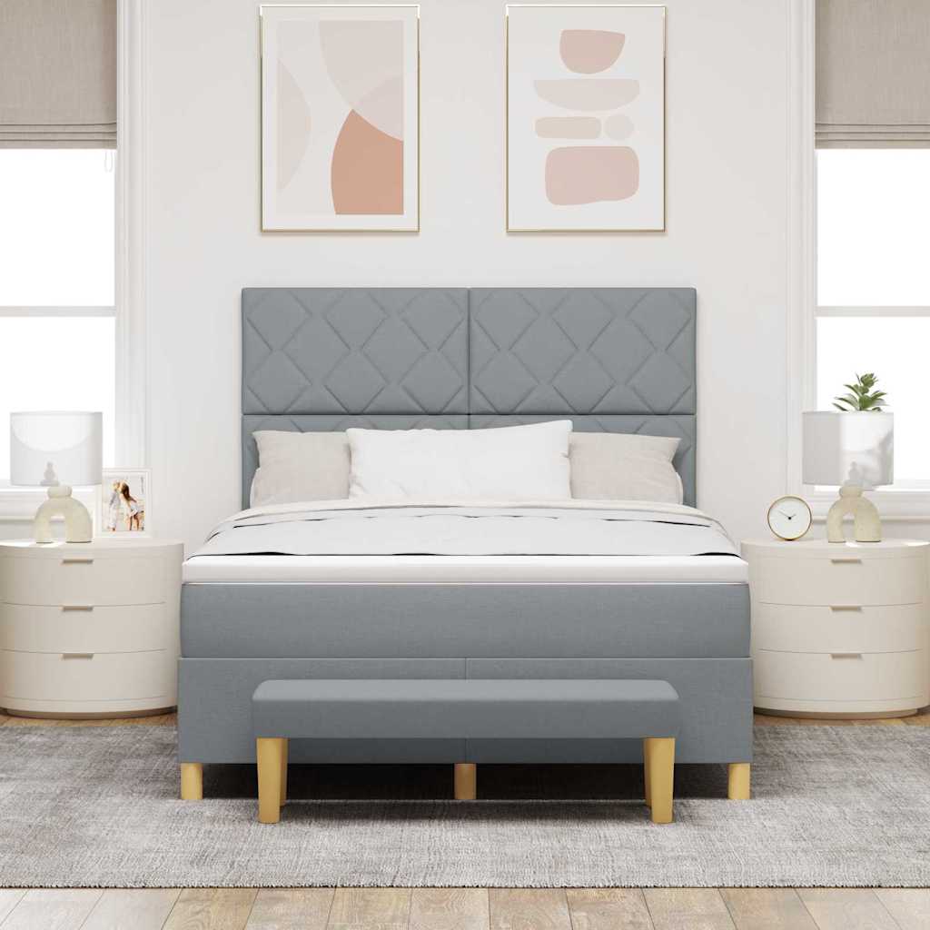 Lit à ressorts avec matelas Gris clair 160 x 200 cm tissu - XIOS