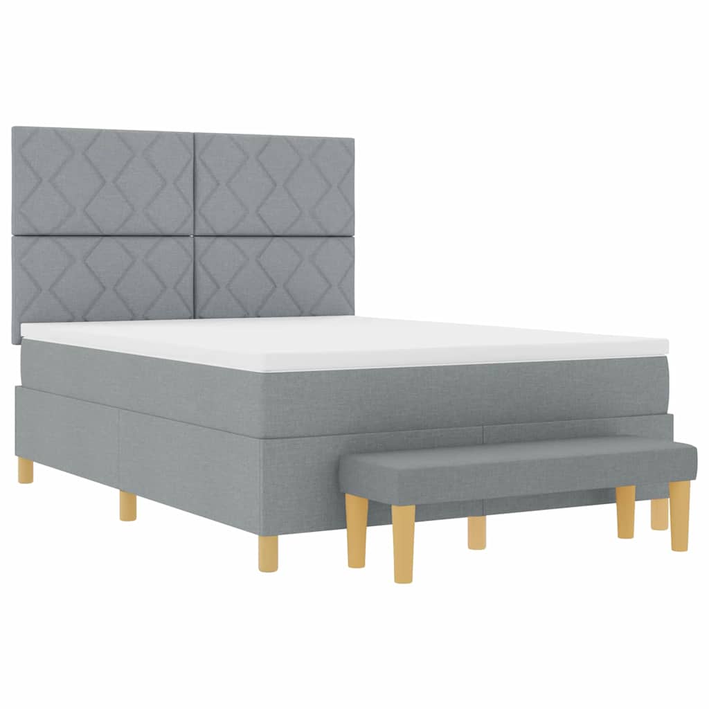 Lit à ressorts avec matelas Gris clair 160 x 200 cm tissu - XIOS