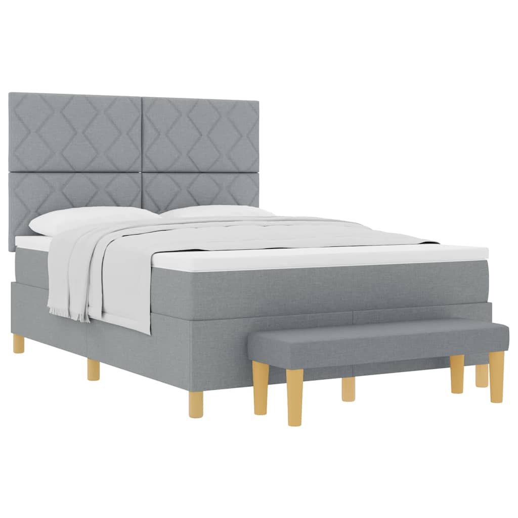 Lit à ressorts avec matelas Gris clair 160 x 200 cm tissu - XIOS