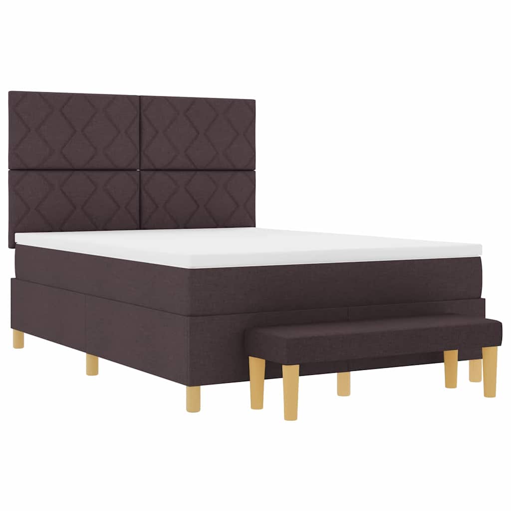 Lit à ressorts avec matelas Marron foncé 160 x 200 cm tissu - XIOS