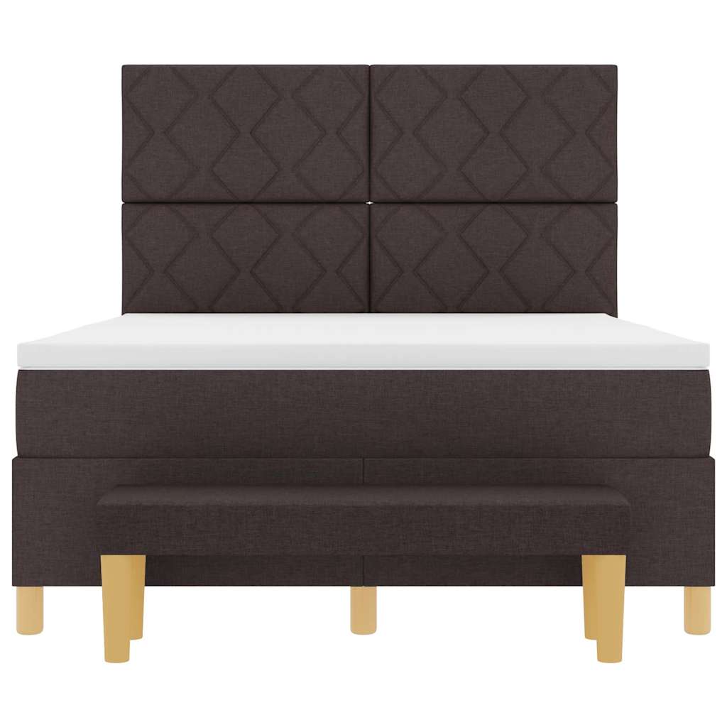 Lit à ressorts avec matelas Marron foncé 160 x 200 cm tissu - XIOS