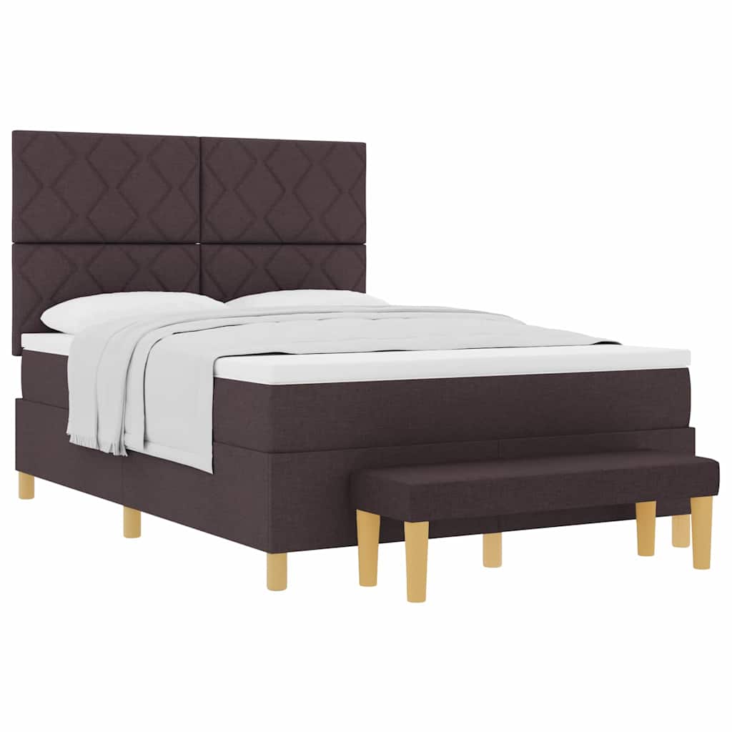 Lit à ressorts avec matelas Marron foncé 160 x 200 cm tissu - XIOS