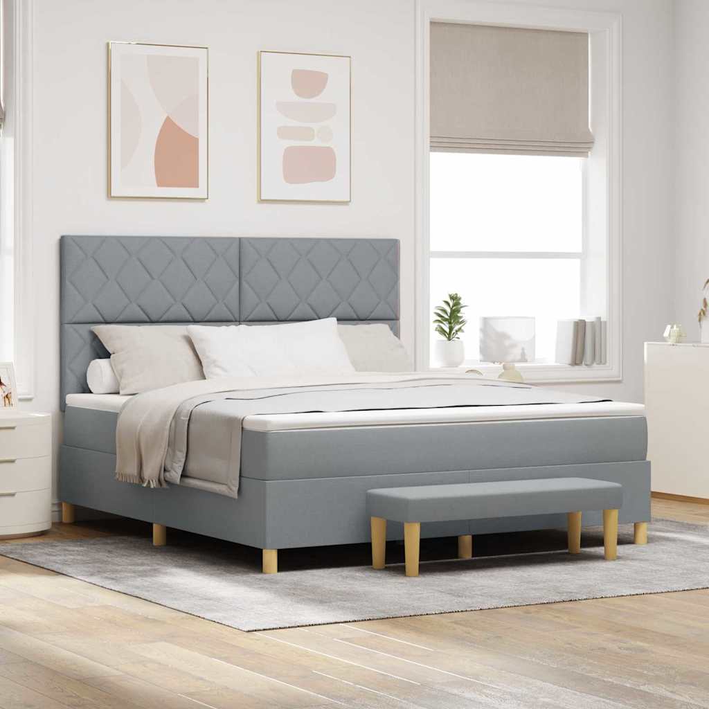 Lit à ressorts avec matelas Gris clair 180 x 200 cm tissu - XIOS