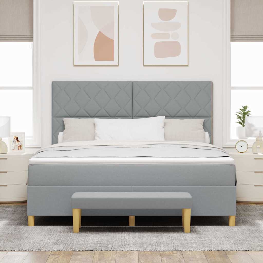 Lit à ressorts avec matelas Gris clair 180 x 200 cm tissu - XIOS