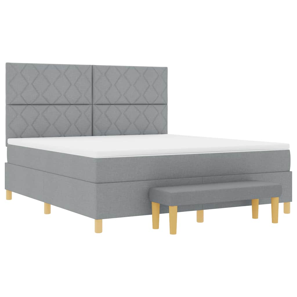 Lit à ressorts avec matelas Gris clair 180 x 200 cm tissu - XIOS