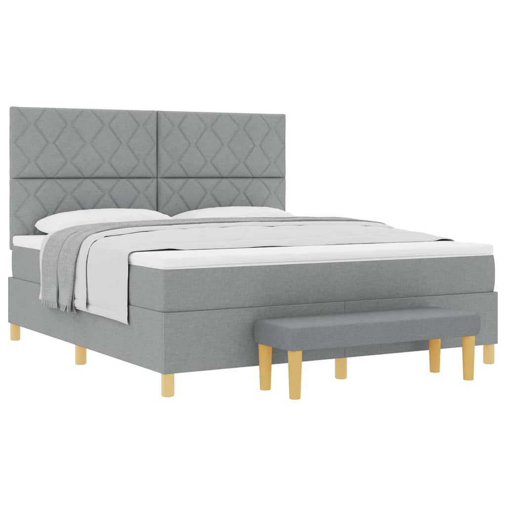 Lit à ressorts avec matelas Gris clair 180 x 200 cm tissu - XIOS
