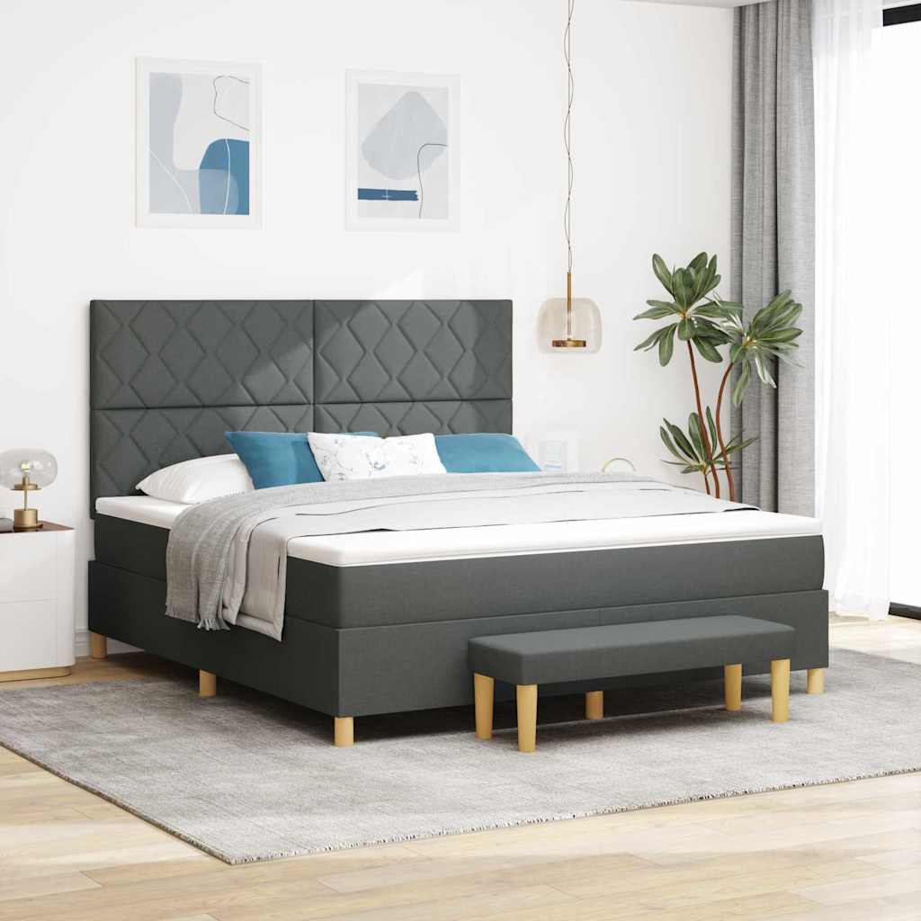 Lit à ressorts avec matelas Gris foncé 180 x 200 cm tissu - XIOS