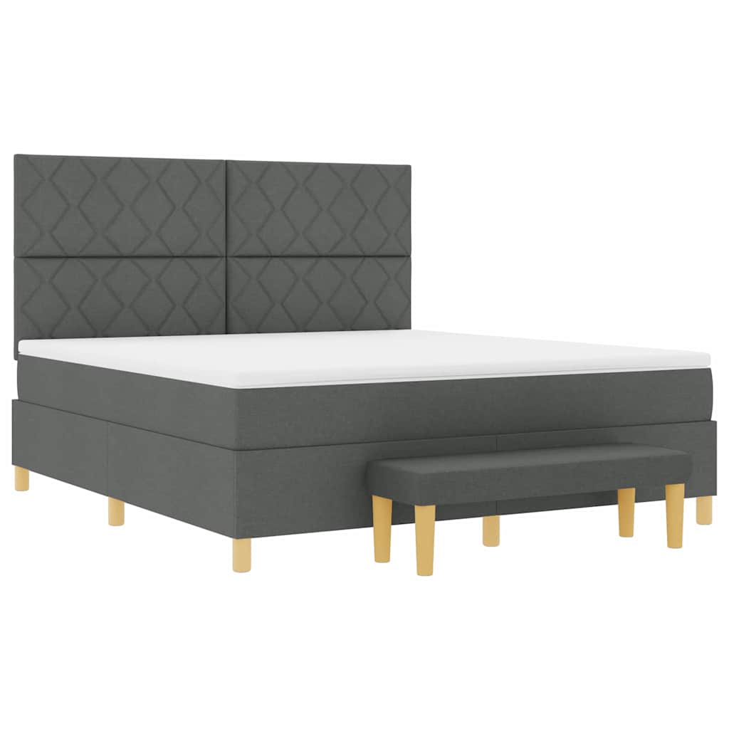 Lit à ressorts avec matelas Gris foncé 180 x 200 cm tissu - XIOS