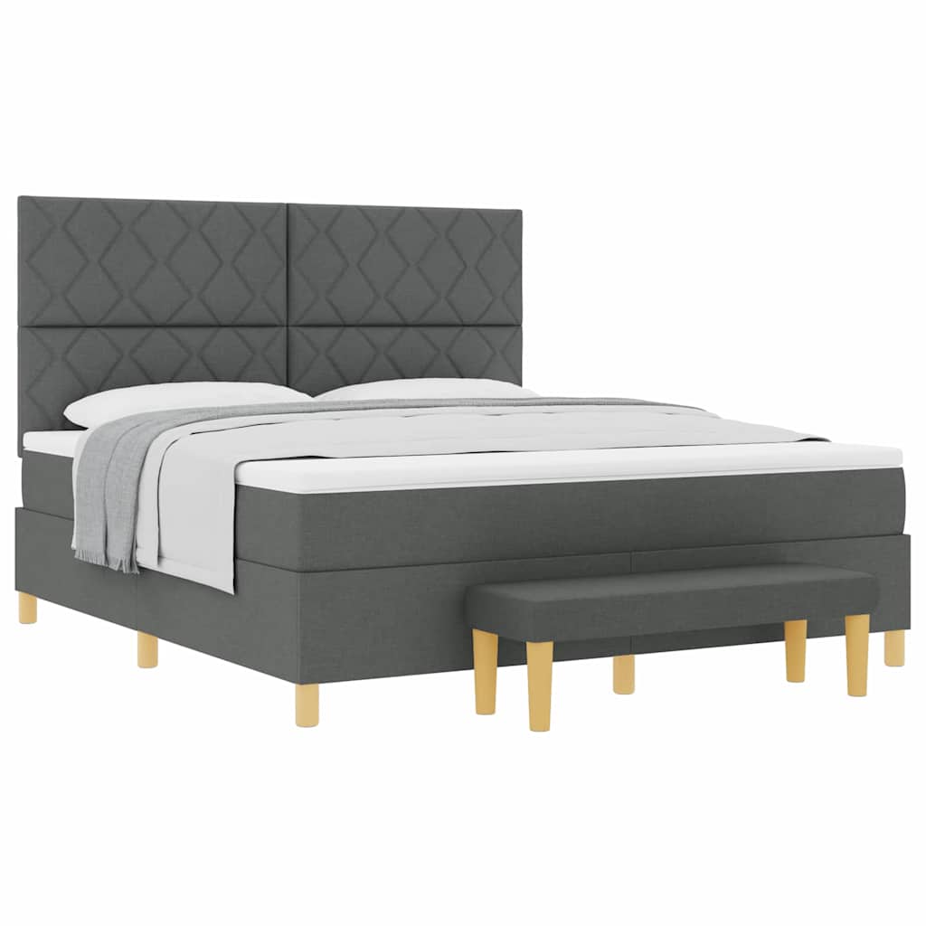 Lit à ressorts avec matelas Gris foncé 180 x 200 cm tissu - XIOS