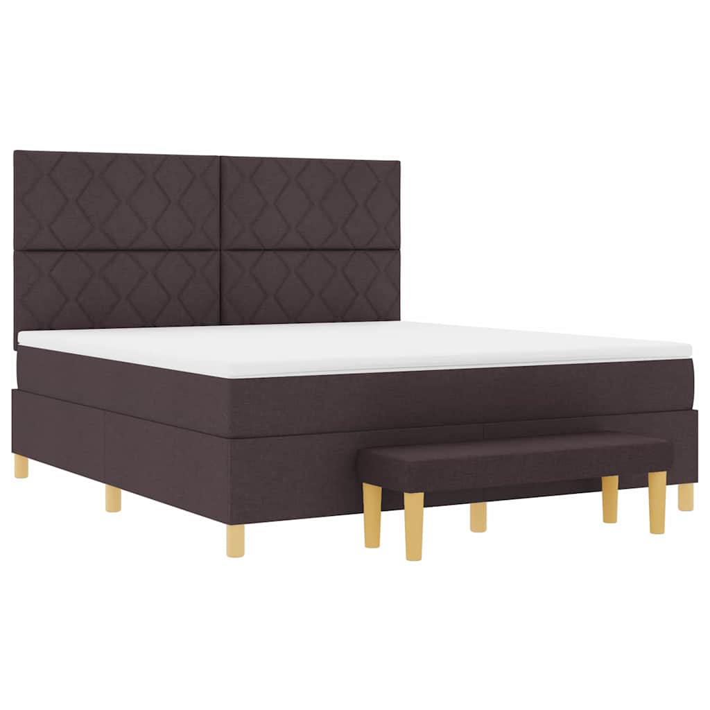 Lit à ressorts avec matelas Marron foncé 180 x 200 cm tissu - XIOS