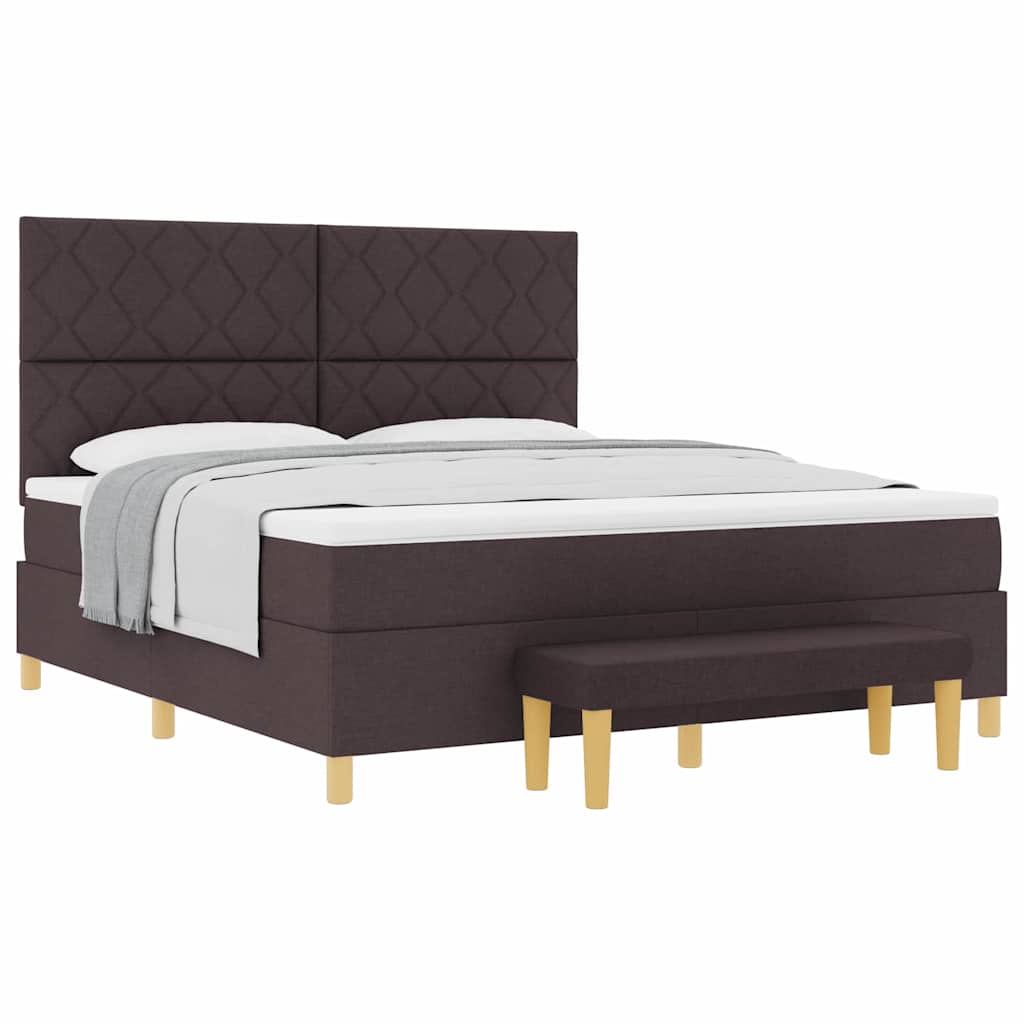 Lit à ressorts avec matelas Marron foncé 180 x 200 cm tissu - XIOS