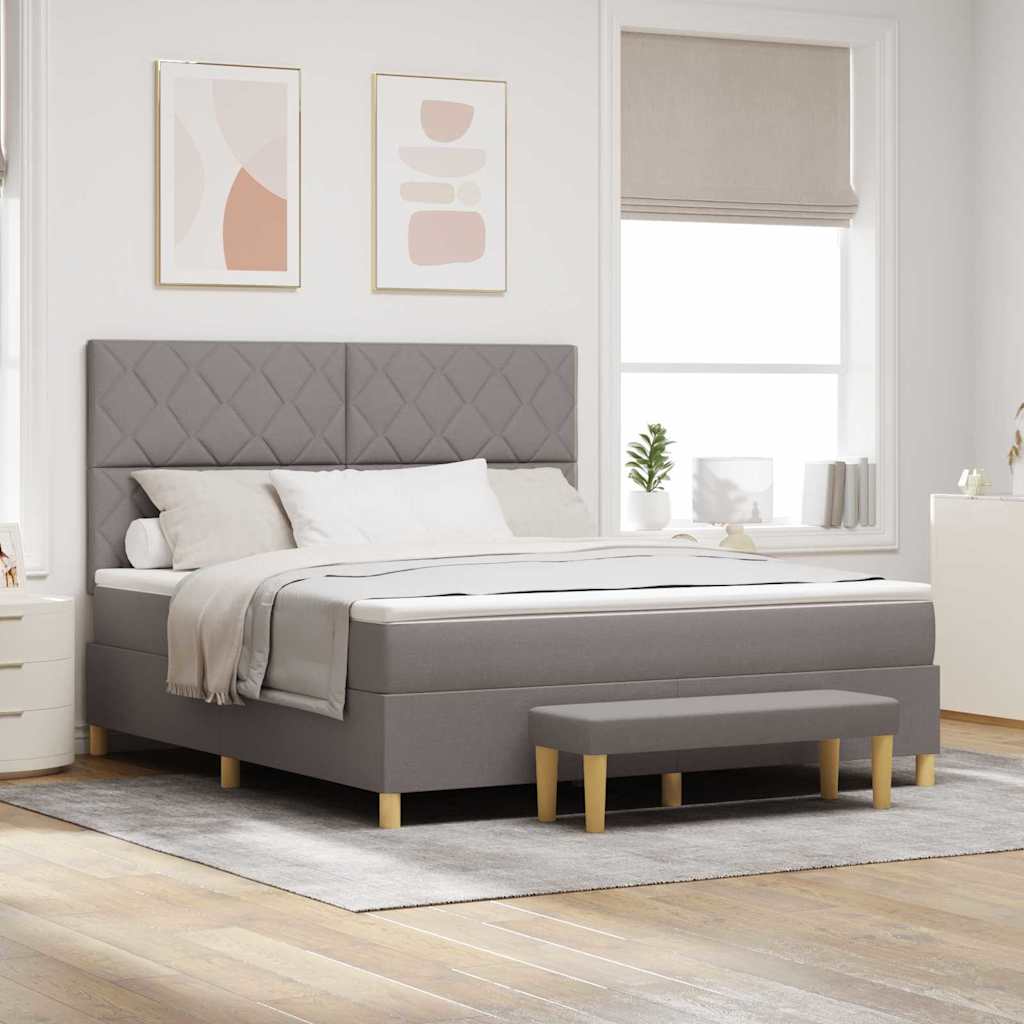 Lit à ressorts avec matelas Taupe 180 x 200 cm tissu - XIOS