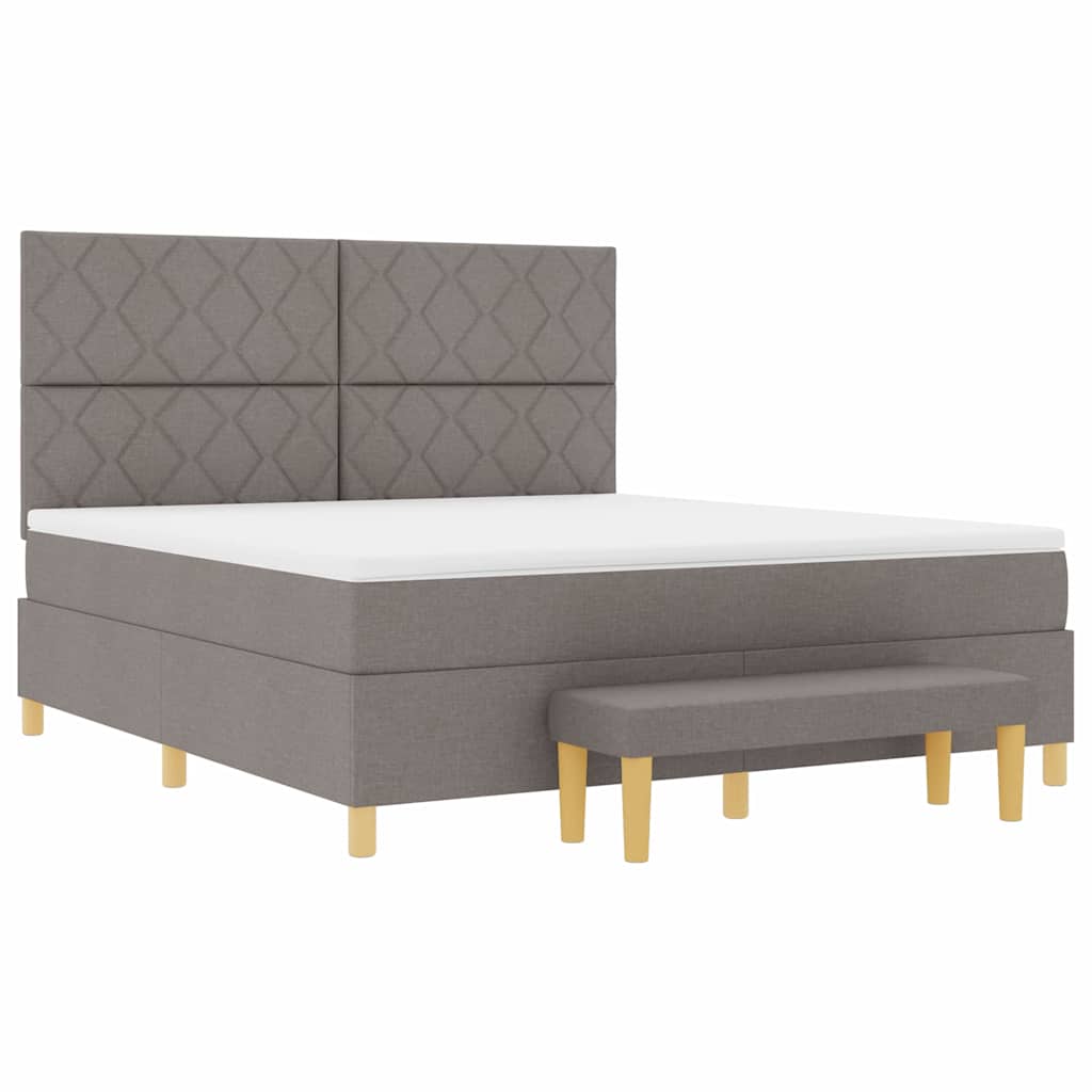 Lit à ressorts avec matelas Taupe 180 x 200 cm tissu - XIOS