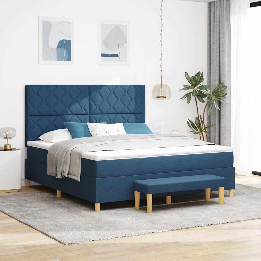 Lit à ressorts avec matelas Bleu 180 x 200 cm tissu - XIOS