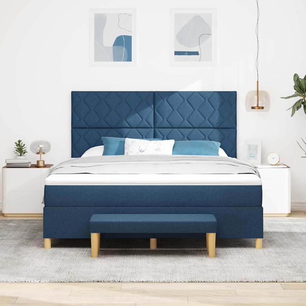 Lit à ressorts avec matelas Bleu 180 x 200 cm tissu - XIOS