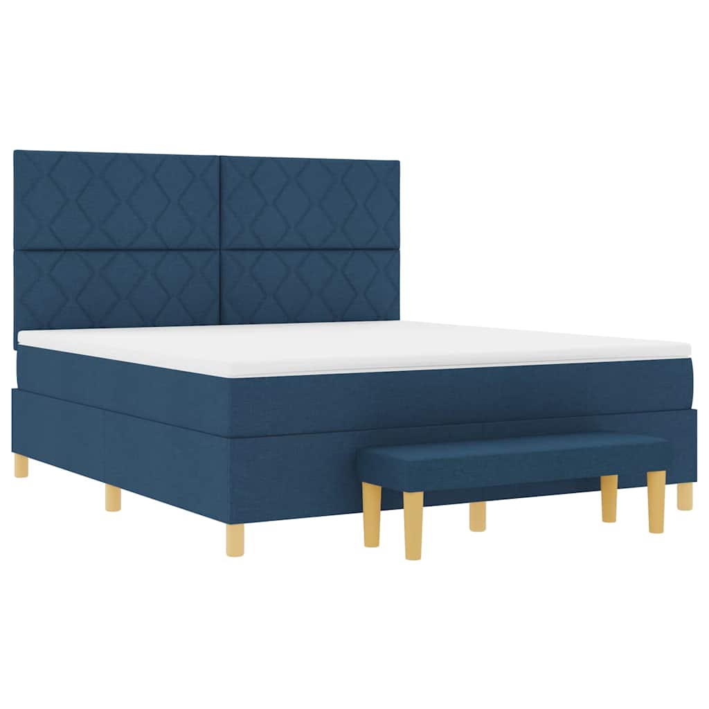 Lit à ressorts avec matelas Bleu 180 x 200 cm tissu - XIOS