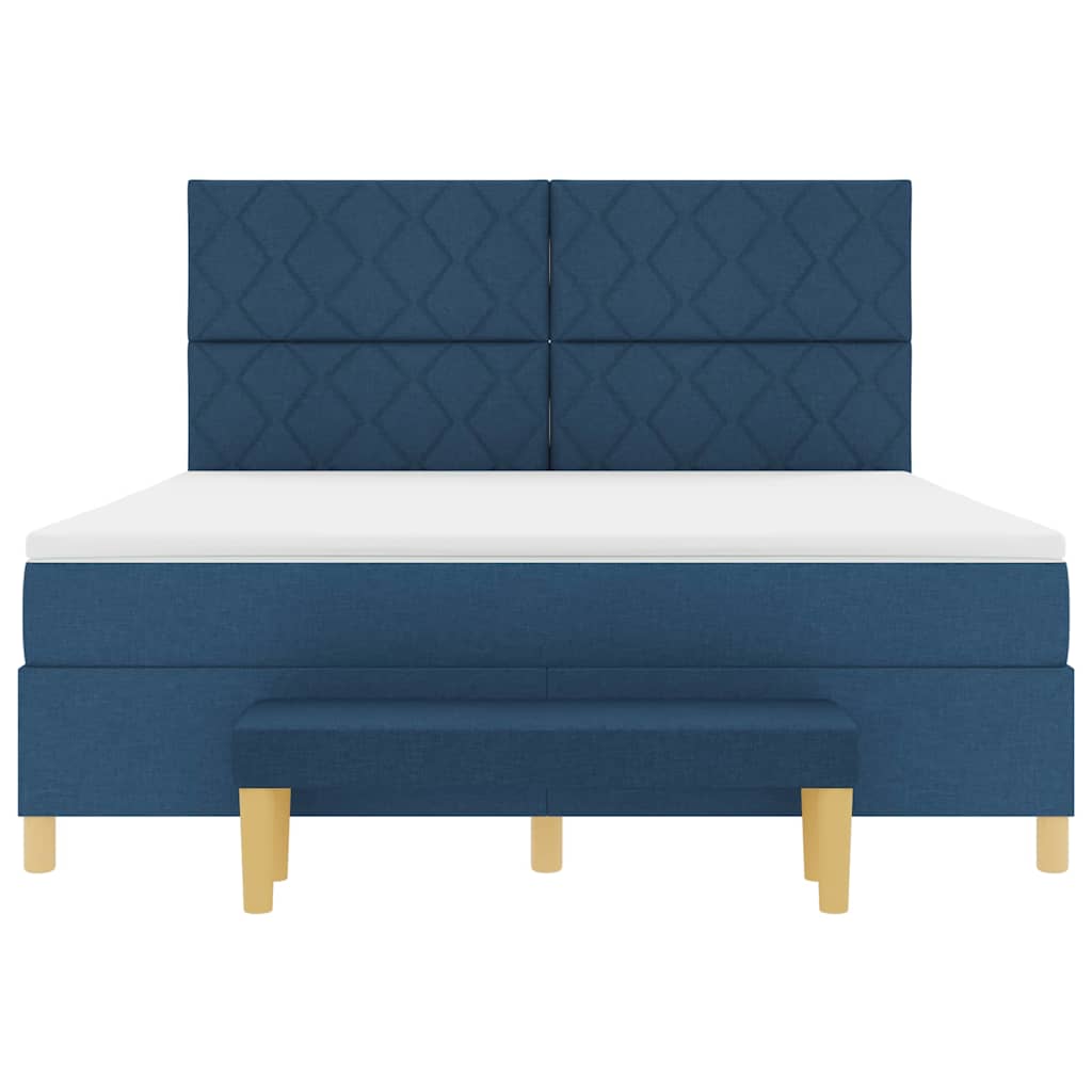 Lit à ressorts avec matelas Bleu 180 x 200 cm tissu - XIOS