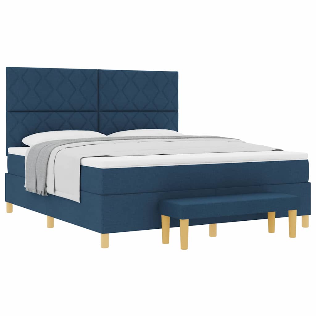 Lit à ressorts avec matelas Bleu 180 x 200 cm tissu - XIOS