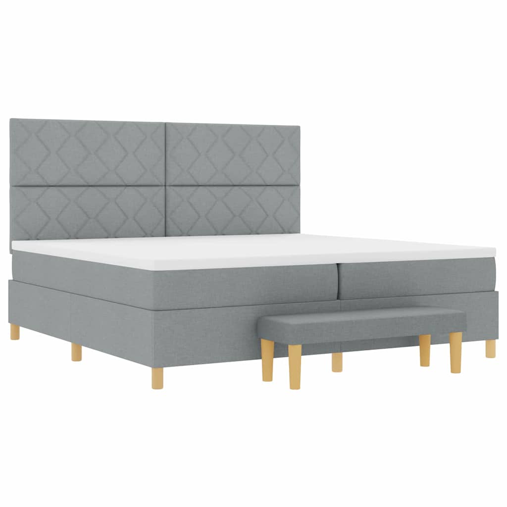 Lit à ressorts avec matelas Gris clair 200 x 200 cm tissu - XIOS