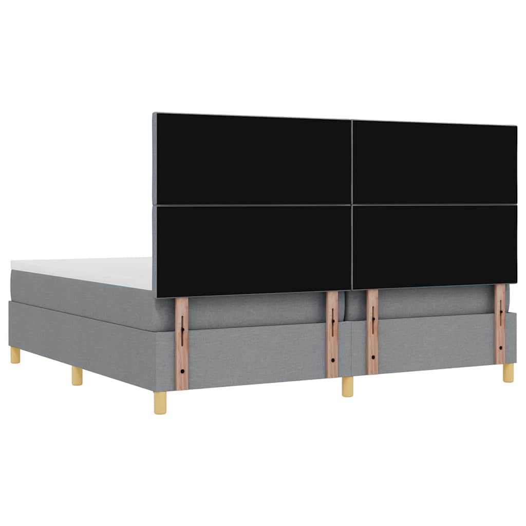 Lit à ressorts avec matelas Gris clair 200 x 200 cm tissu - XIOS