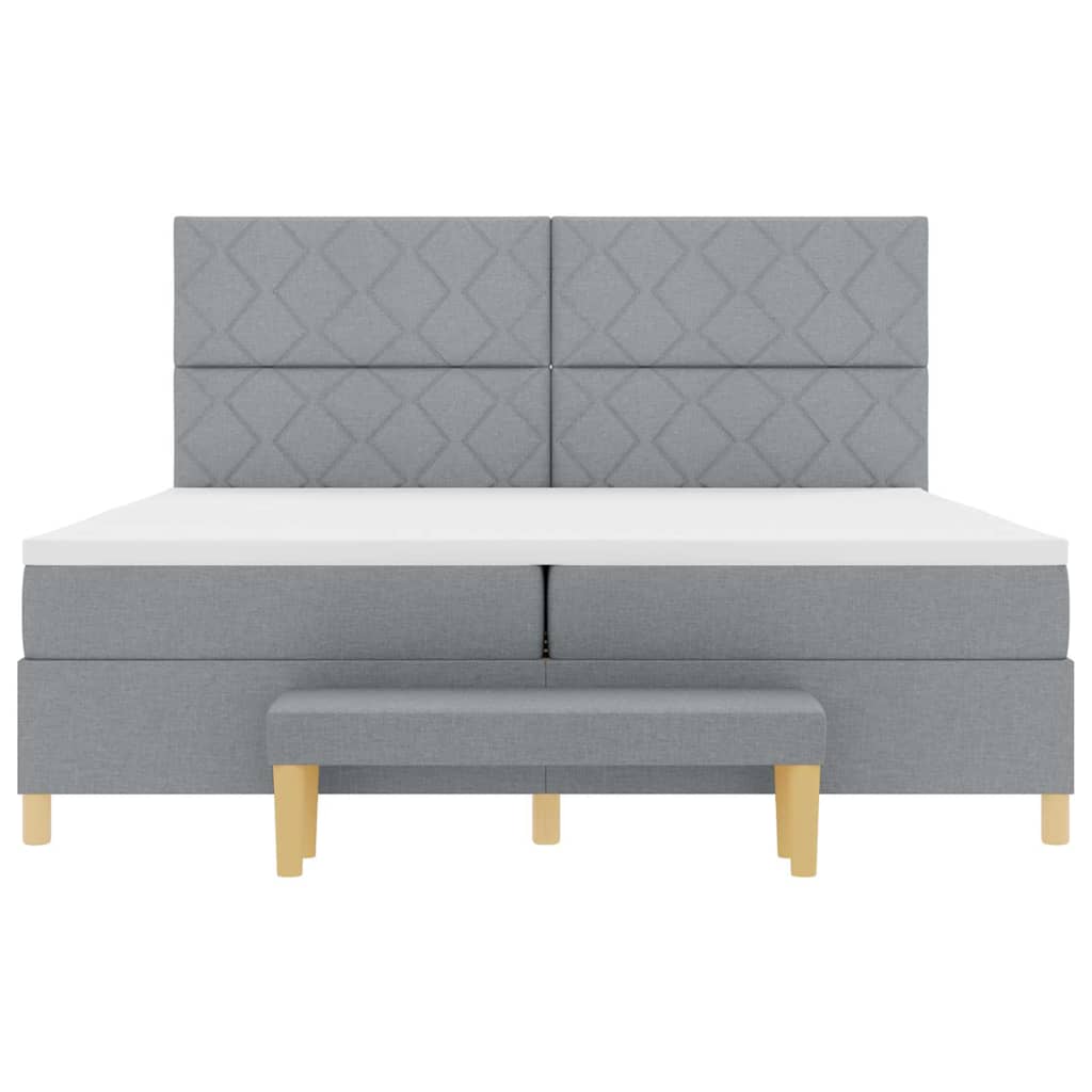 Lit à ressorts avec matelas Gris clair 200 x 200 cm tissu - XIOS