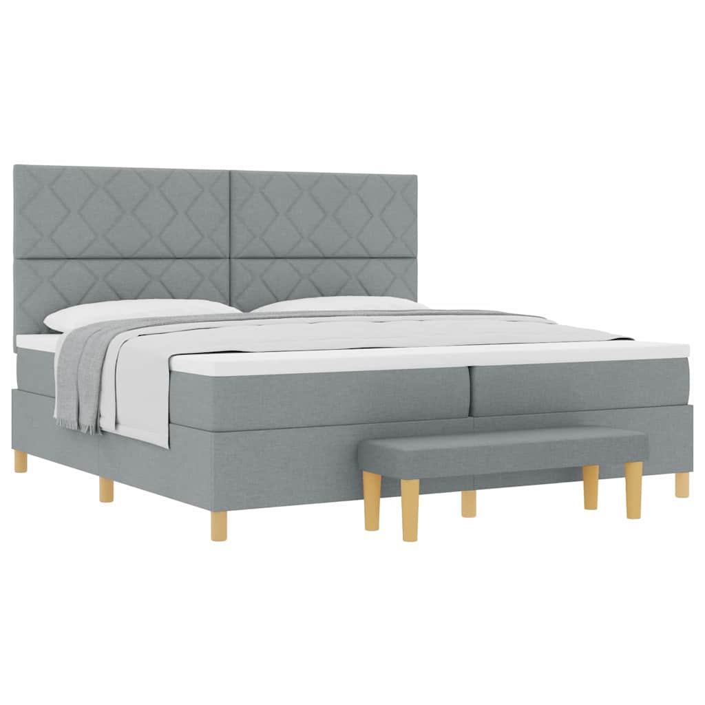 Lit à ressorts avec matelas Gris clair 200 x 200 cm tissu - XIOS