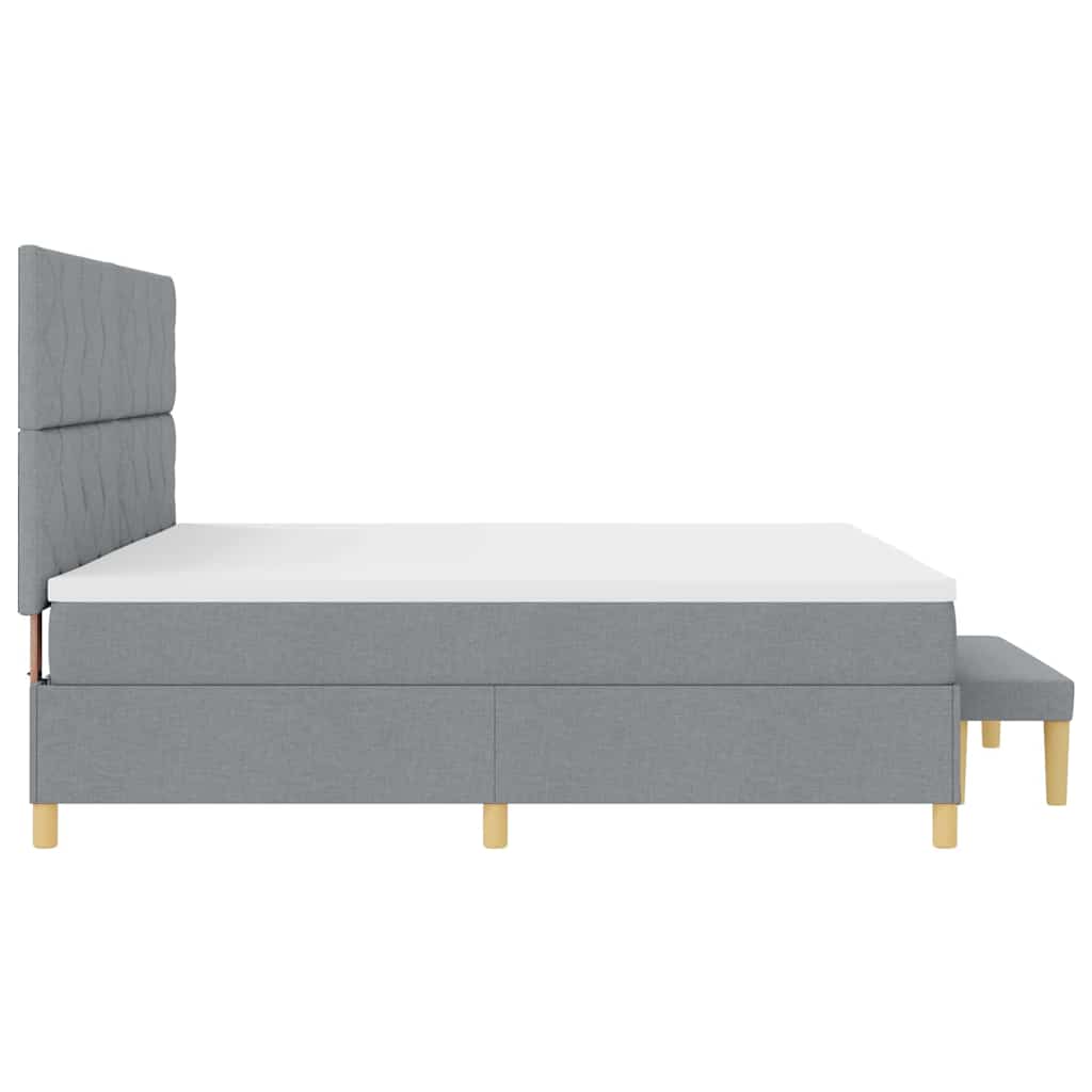 Lit à ressorts avec matelas Gris clair 200 x 200 cm tissu - XIOS