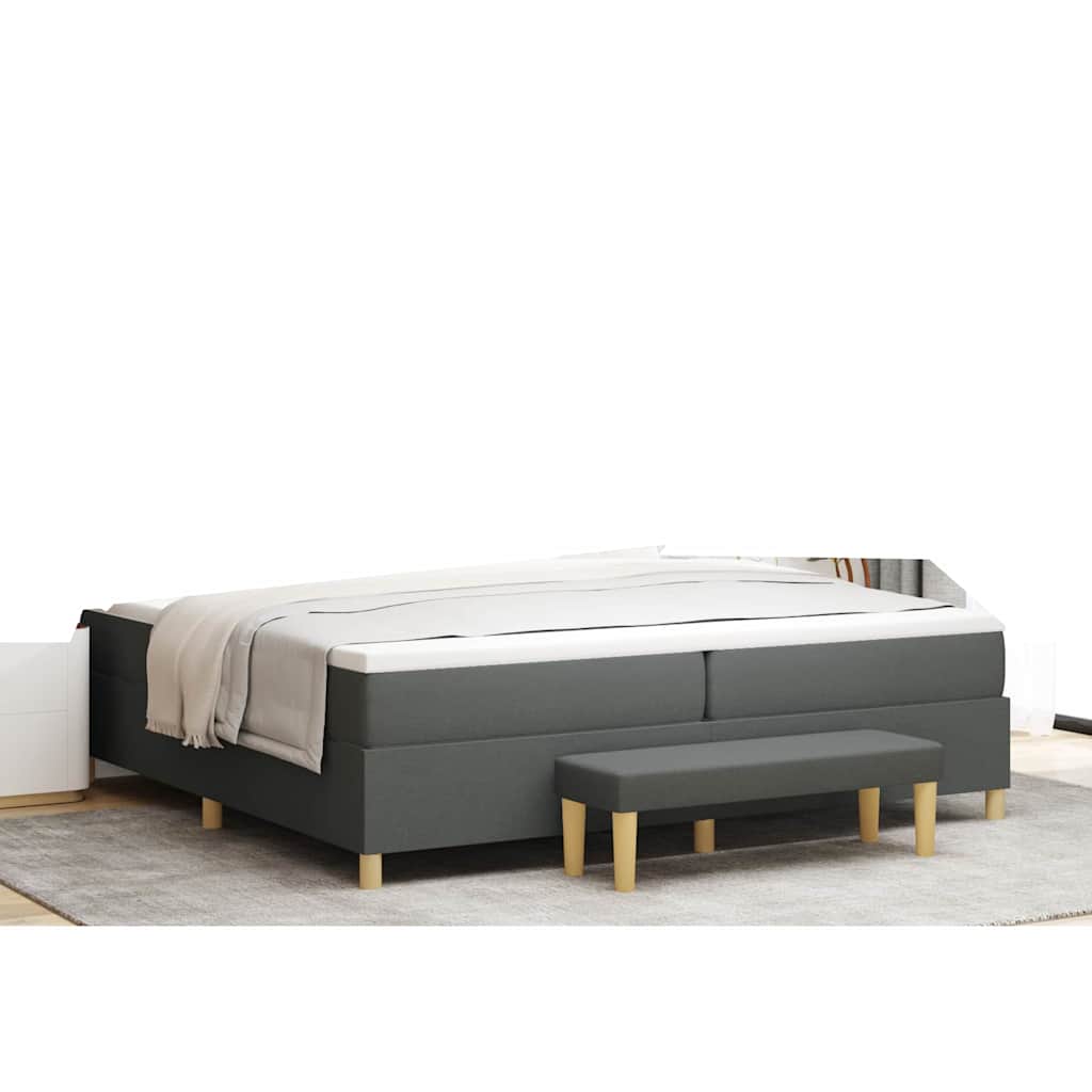 Lit à ressorts avec matelas Gris foncé 200 x 200 cm tissu - XIOS